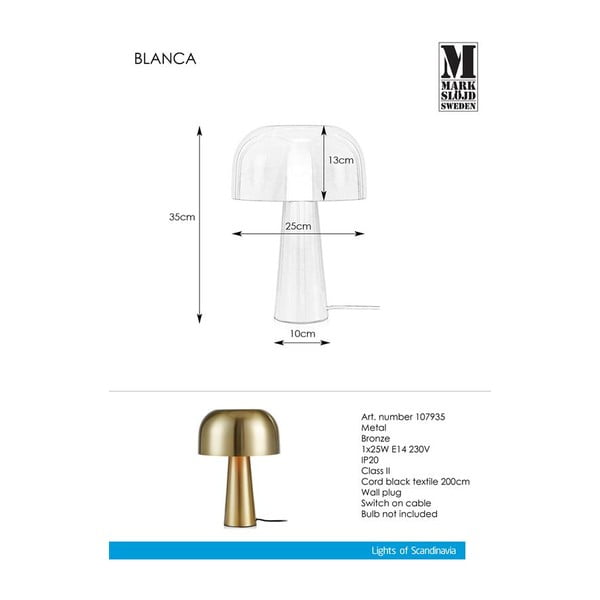 Veioză Markslöjd Blanca, alămiu-image-2