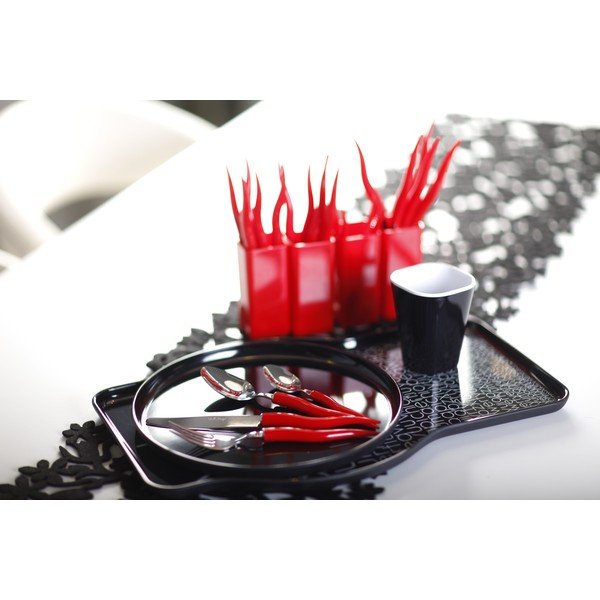 Set 24 tacâmuri cu suport Vialli Design Ama, roșu-image-2