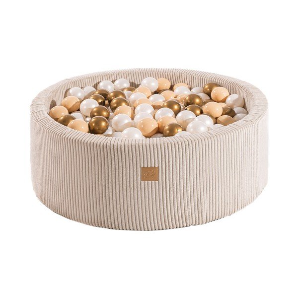 Piscină cu bile crem din catifea reiată ø 90x30 cm Montessori – Meowbaby