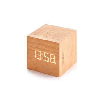Ceas deșteptător din lemn de cireș Gingko Cube Plus