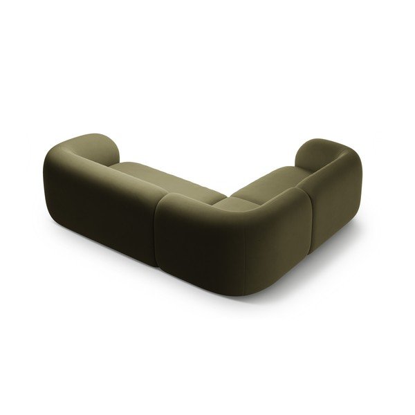 Colțar verde cu tapițerie din catifea (cu colț pe partea stângă/în formă de ”L”) Kate – Micadoni -image-2