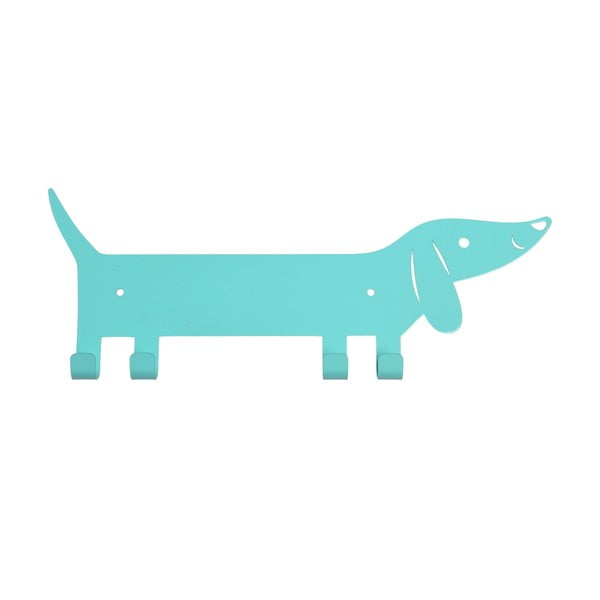 Cuier pentru copii turcoaz pentru perete din metal Sausage Dog – Rex London