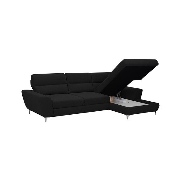 Canapea extensibilă Windsor & Co Sofas Omega, negru, partea dreaptă-image-4
