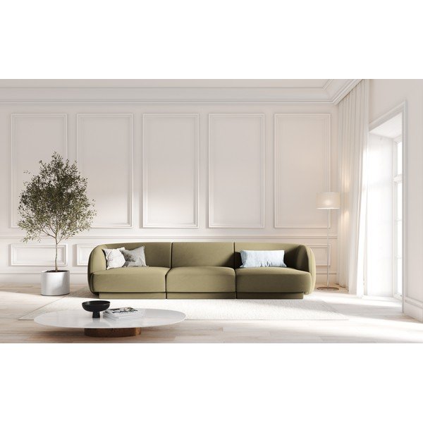 Canapea verde cu tapițerie din catifea 259 cm Miley  – Micadoni Home-image-4