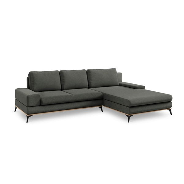 Colțar extensibil cu șezlong pe partea dreaptă Windsor & Co Sofas Planet, gri închis-image-2