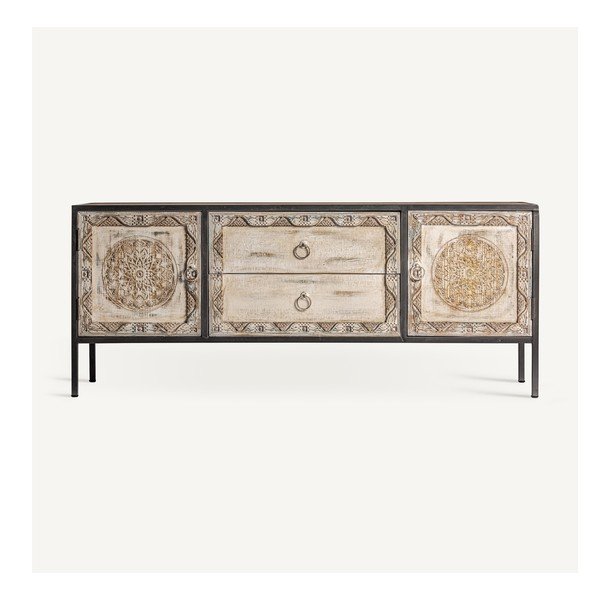 Comodă TV  în culoare naturală din lemn de brad 135x55 cm Jaipur – Burkina