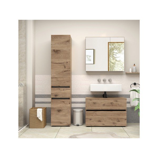 Dulap sub chiuvetă în culoare naturală cu aspect de lemn de stejar 80x55 cm Wisla – Støraa-image-4