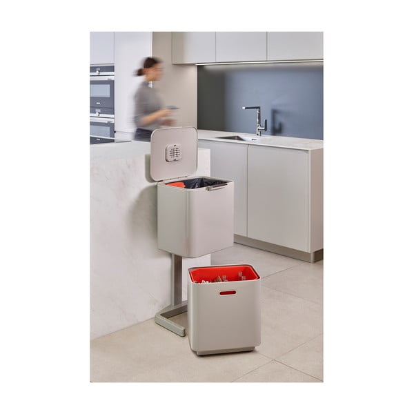 Coș de gunoi bej de reciclat din oțel 60 l Totem Max – Joseph Joseph-image-1