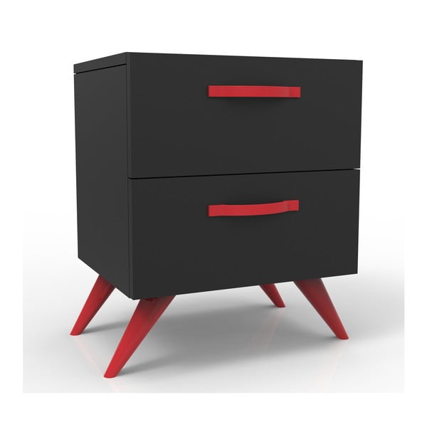 Noptieră cu picioare roșii Magenta Home Coulour Series, înălțime 55,3 cm, negru