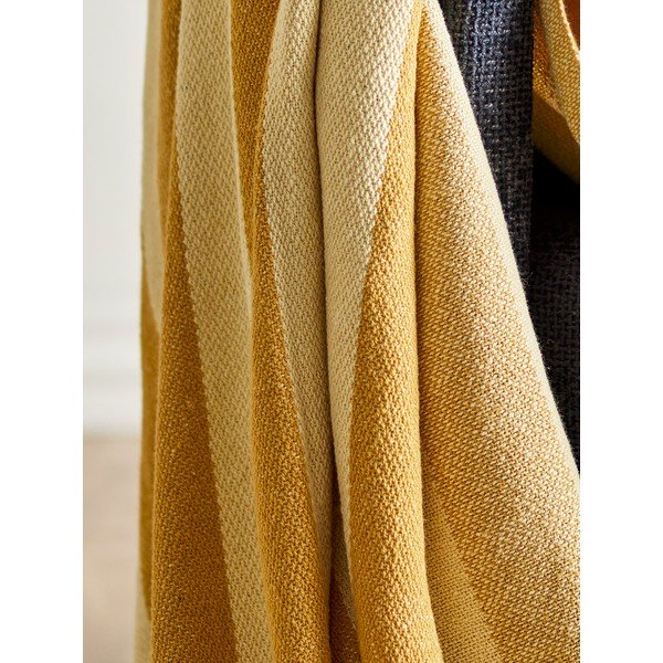 Pătură galbenă din bumbac reciclat 130x160 cm Frello – Bloomingville-image-3