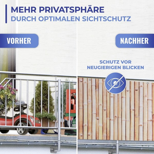 Paravan pentru balcon maro deschis din plastic 500x85 cm – Maximex-image-3