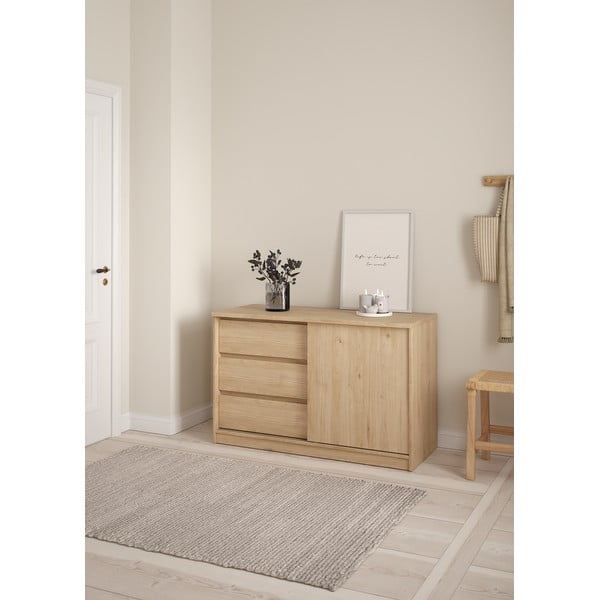 Comodă în culoare naturală cu aspect de lemn de stejar cu ușă glisantă 119x76x50 cm Naia – Tvilum-image-2