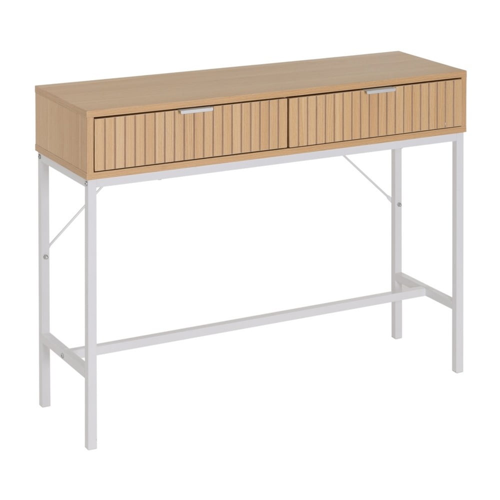 Masă consolă în culoare naturală cu aspect de lemn de stejar 30x100 cm Mid-Lines – Casa Selección