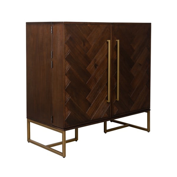 Dulap vinotecă cu aspect de lemn exotic în culoare naturală număr sticle 24, 100x100 cm Class - Dutchbone-image-2