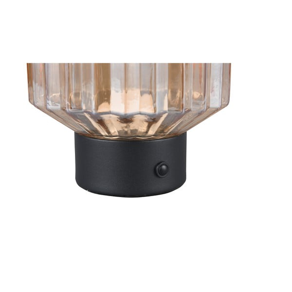 Veioză neagră/bej LED cu intensitate reglabilă cu abajur din sticlă (înălțime 19,5 cm) Lord – Trio-image-3