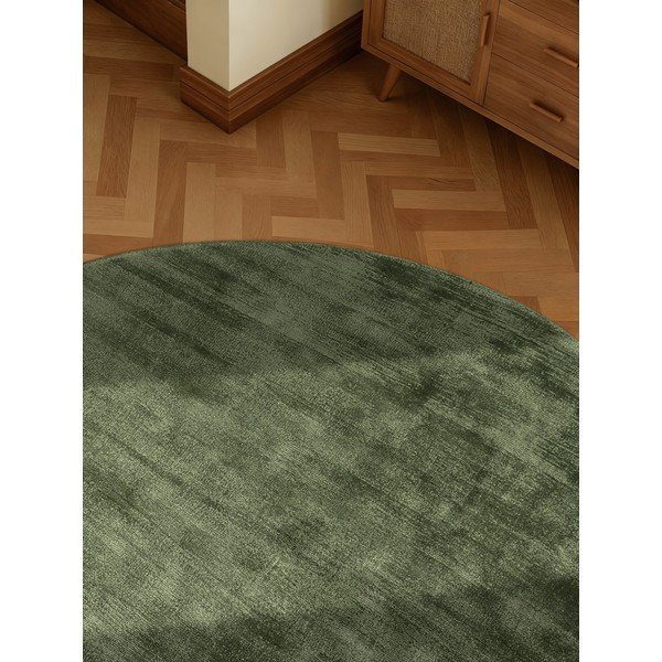 Covor verde țesut manual rotund din viscoză ø 150 cm Noemi – Vikosa-image-3