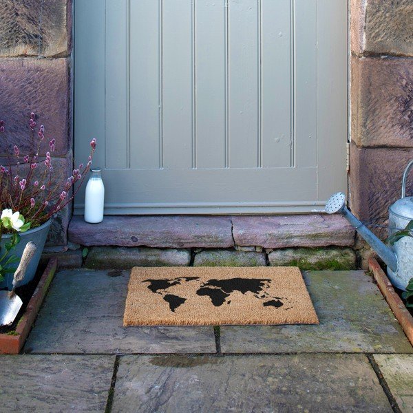 Covoraș de intrare din fibre de nucă de cocos 40x60 cm World Map – Artsy Doormats-image-4