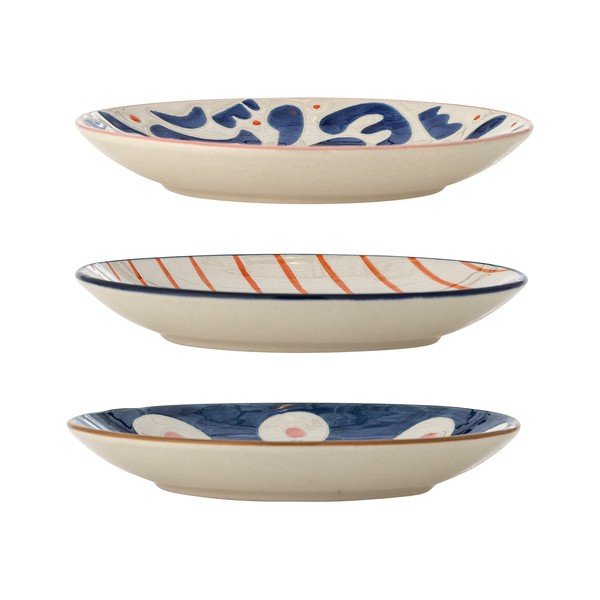 Farfurii albe/albastre 3 buc. pentru desert  din gresie ø 16 cm Eviaya – Bloomingville-image-2
