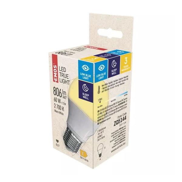 Bec LED E27, cu lumină caldă 7 W – EMOS-image-1