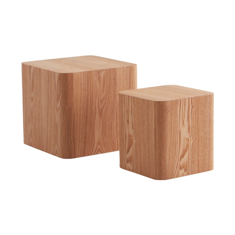 Măsuțe auxiliare 2 buc. cu aspect de lemn de frasin 40x40 cm Cubo – Jotex