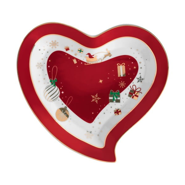 Platou servire din porțelan în formă de inimă Brandani Alleluia Heart, lungime 22 cm