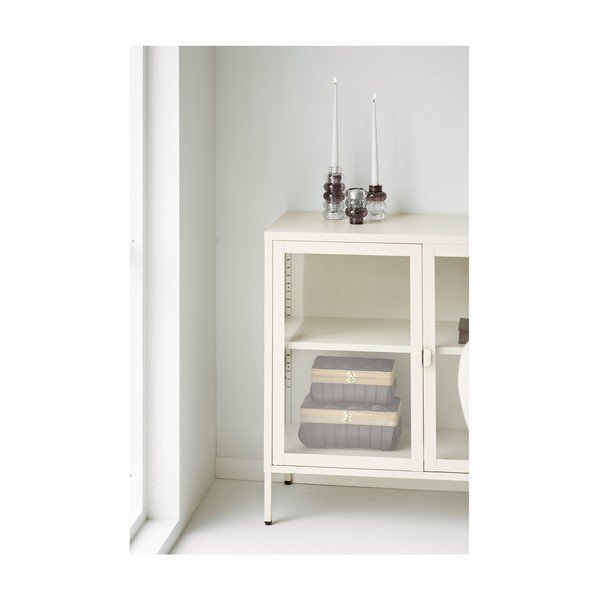 Vitrină crem din oțel 140x85x40 cm Brisbane – House Nordic-image-4