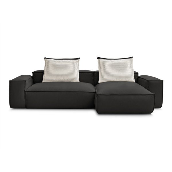 Colțar negru cu tapițerie din imitație de piele (cu colț variabil) Boheme – Bobochic Paris