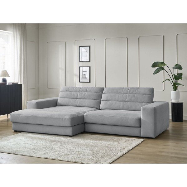 Colțar gri deschis cu tapițerie din catifea (cu colț pe partea stângă/cu șezlong) Sierra – Bobochic Paris-image-1