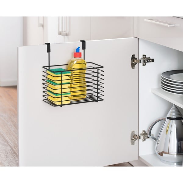 Coș depozitare pentru ușă dulap Wenko Slim, înălțime 25 cm, negru-image-2