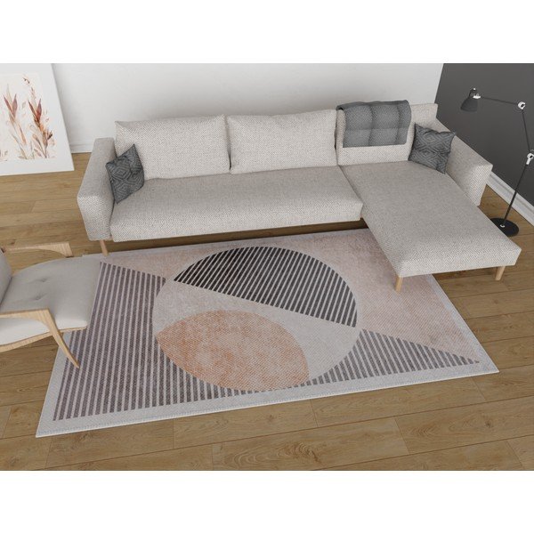 Covor tip traversă bej lavabil 80x200 cm – Vitaus-image-1
