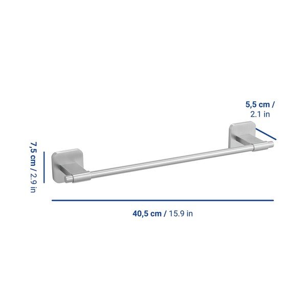 Suport pentru prosoape argintiu mat autoadeziv cu Turbo-Loc din oțel inoxidabil Porto – Wenko-image-1