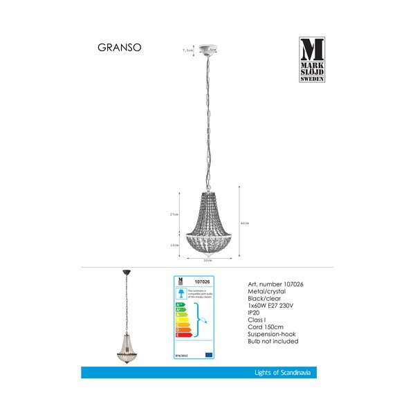 Lustră Markslöjd Granso, ⌀ 30 cm, negru-image-2