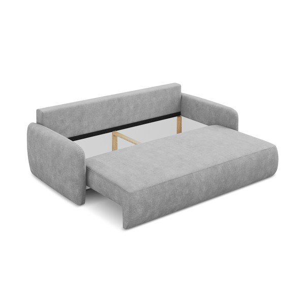 Canapea gri deschis extensibilă/cu spațiu de depozitare cu tapițerie din chenille 218 cm Lilo – Makamii-image-3