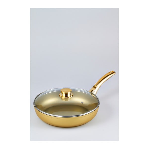 Tigaie cu capac Bisetti Stonegold Gold Handle, 6,5x2,8 cm