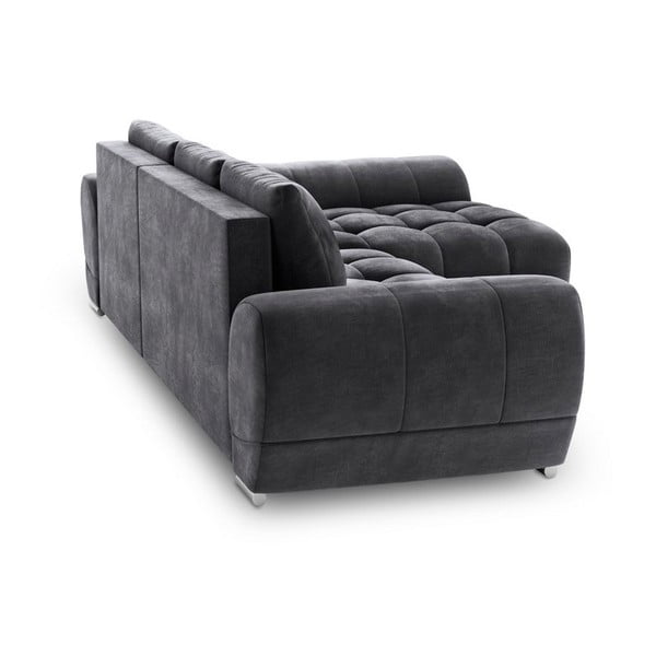 Colțar extensibil cu tapițerie de catifea și șezlong pe partea dreaptă Windsor & Co Sofas Nuage, gri închis-image-3