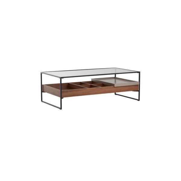 Măsuță de cafea în culoare naturală închisă cu blat din sticlă 60x120 cm Sveg – Jotex