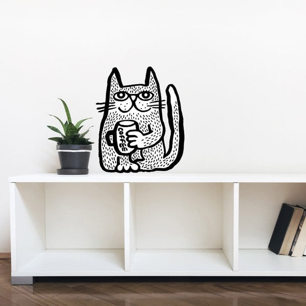 Autocolant pentru perete Coffee Cat, 26c31 cm
