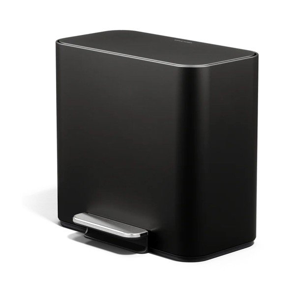 Coș de gunoi negru mat pentru reciclare/cu pedală din oțel 15 l Dual Mini – simplehuman
