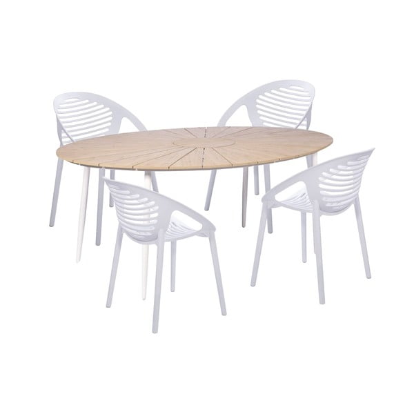 Set de 4 scaune albe Jaanna și masă Marienlist - Bonami Essentials