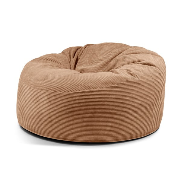 Fotoliu bean bag maro cu tapițerie din catifea reiată Om 135 – SLOWDOWN