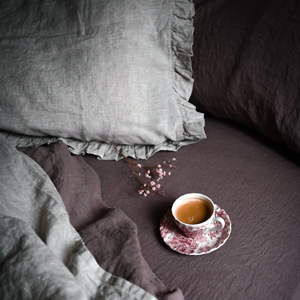 Cearceaf roz/maro din in 180x260 cm Ashes of Roses – Linen Tales-image-3