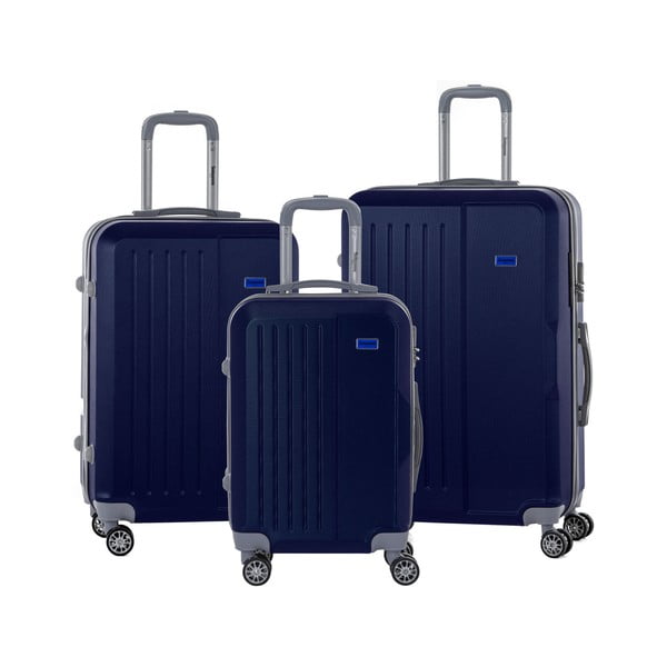 Set 3 valize călătorii pe roți cu încuietoare metalică SINEQUANONE, albastru închis