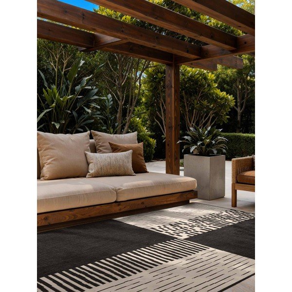 Covor pentru exterior și interior negru/crem 120x170 cm Haringey Acacia – Ted Baker-image-1