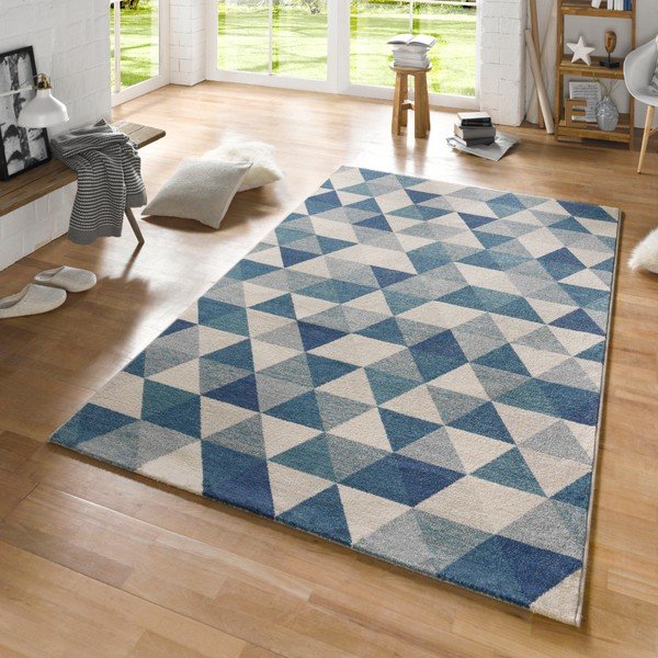 Covor Schöngeist & Petersen Diamond Triangle, 80 x 150 cm, albastru-image-1