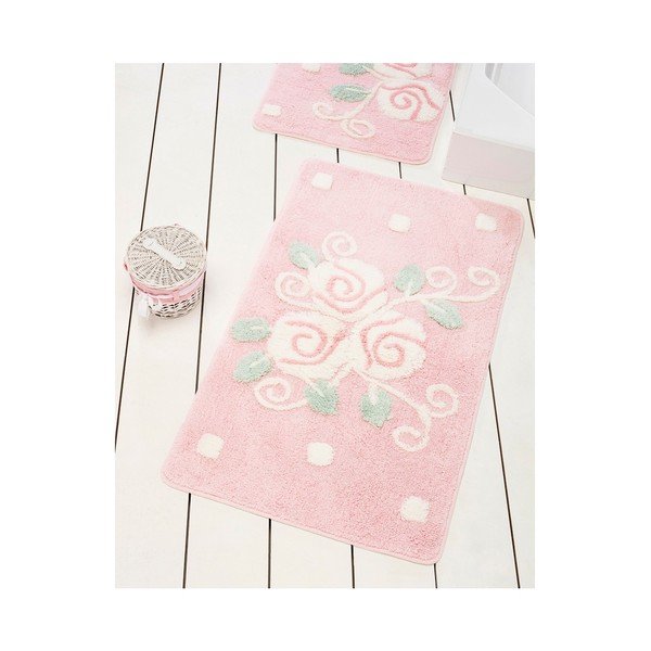 Set 2 covoare de baie Jardin, roz