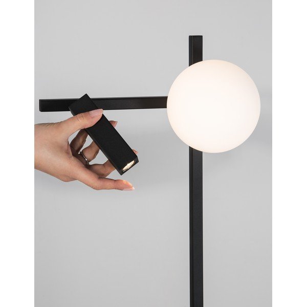 Lampadar alb/negru LED cu structură flexibilă din metal cu abajur din sticlă (înălțime 150 cm) Joline – Nova Luce-image-1