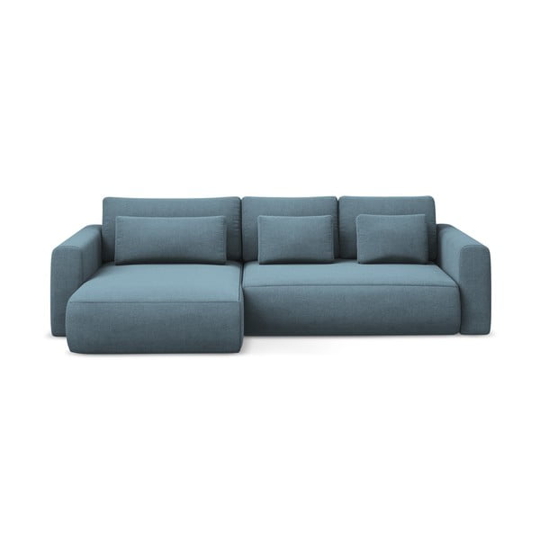 Colțar albastru deschis extensibil/cu spațiu de depozitare (cu colț pe partea stângă/cu șezlong) Kapua – Makamii