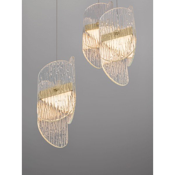 Lustră alămie LED cu intensitate reglabilă din metal cu abajur din sticlă ø 32 cm Lucien – Nova Luce-image-3