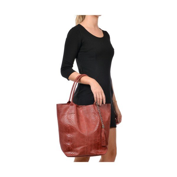 Geantă shopper din piele Renata Corsi Lola, roșu-image-4
