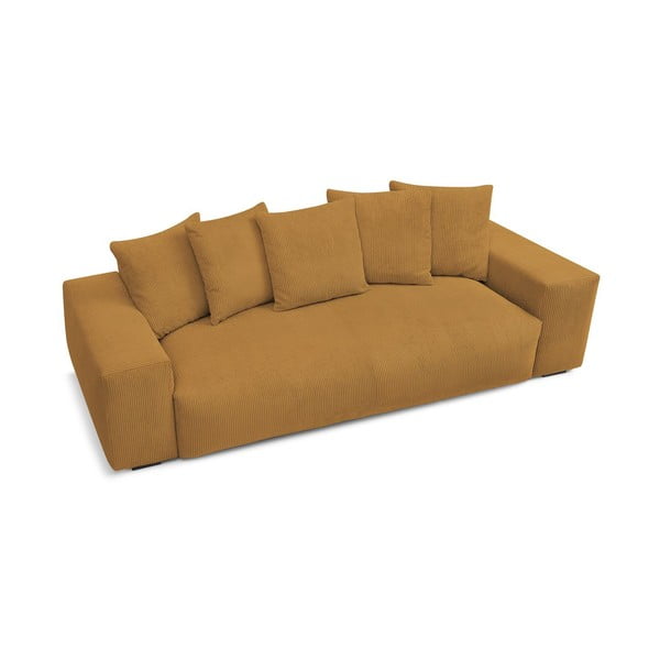 Canapea galben-muștar cu tapițerie din catifea reiată  280 cm Voltaire – Bobochic Paris-image-4